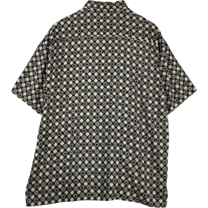 1990'S St. John's Bay all-over print short-sleeved rayon shirt, boxy fit, men's size XL equivalent, vintage. Rayon unbleached Vintage Second Hand