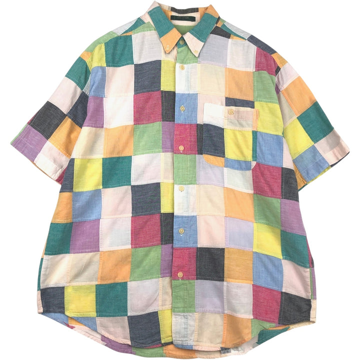 90s-00'S Orvis patchwork short-sleeved button-down shirt, men's size L equivalent, vintage. cotton multicolor Vintage Second Hand