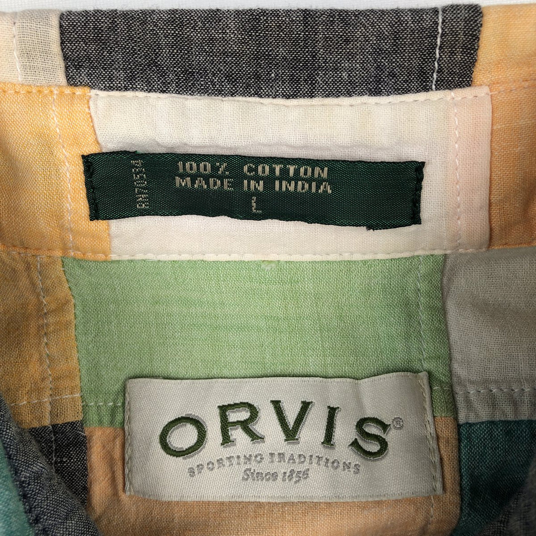 90s-00'S Orvis patchwork short-sleeved button-down shirt, men's size L equivalent, vintage. cotton multicolor Vintage Second Hand