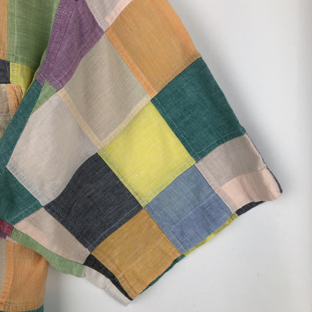 90s-00'S Orvis patchwork short-sleeved button-down shirt, men's size L equivalent, vintage. cotton multicolor Vintage Second Hand