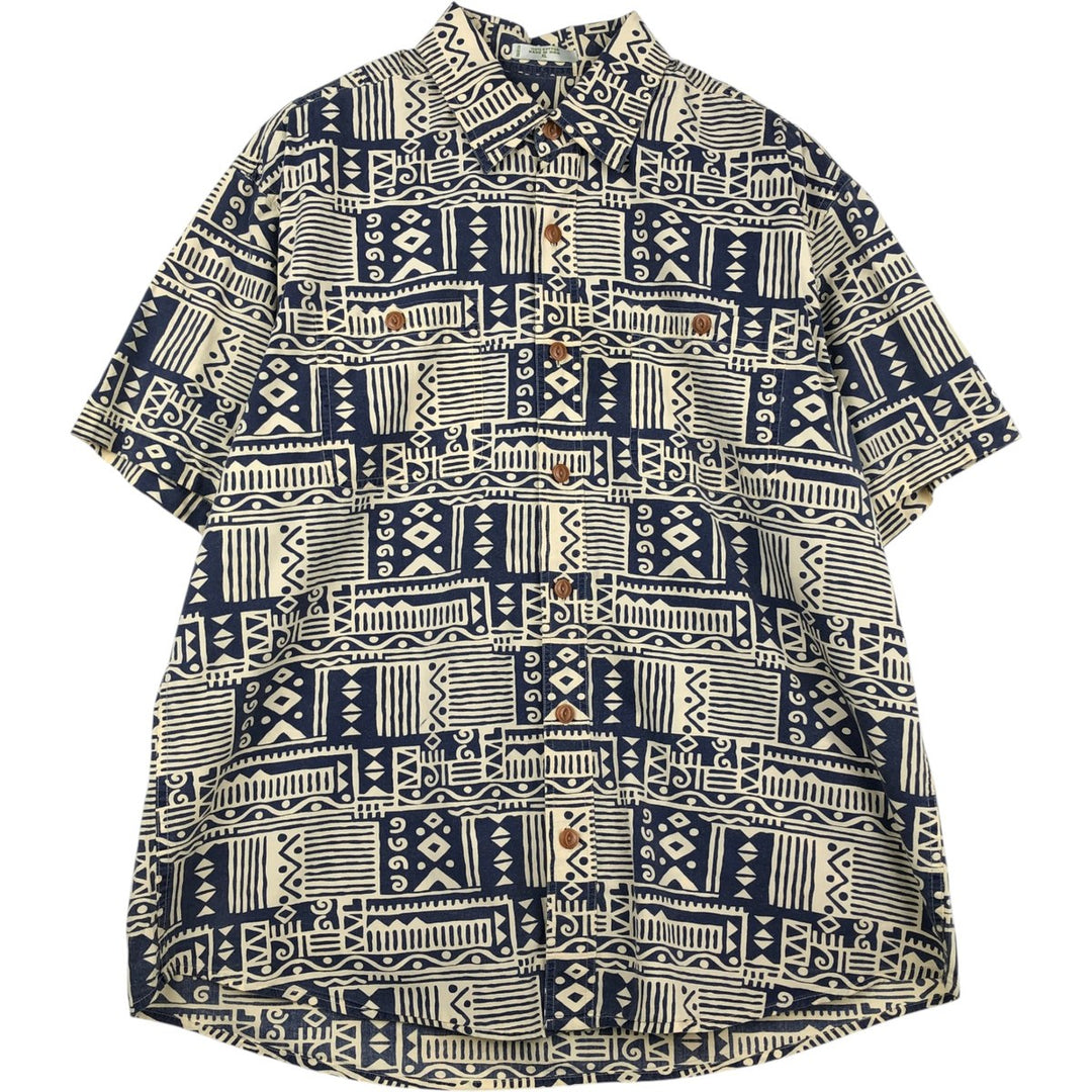 90s-00'S Orvis all-over print short-sleeved cotton shirt, men's size XL equivalent, vintage. cotton unbleached Vintage Second Hand