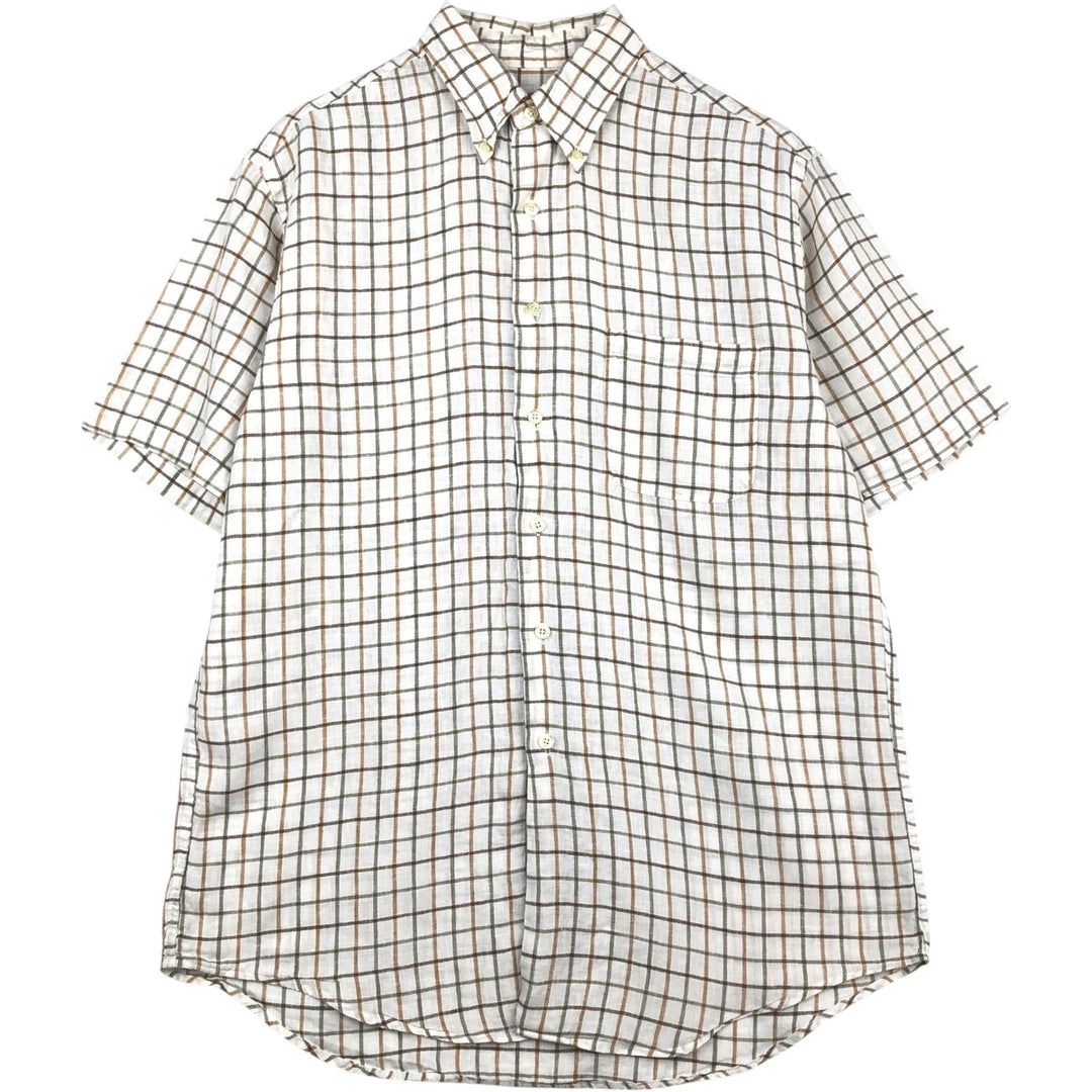 Brooks Brothers 346 short sleeve button-down check shirt, men's size M cotton white type Vintage Second Hand