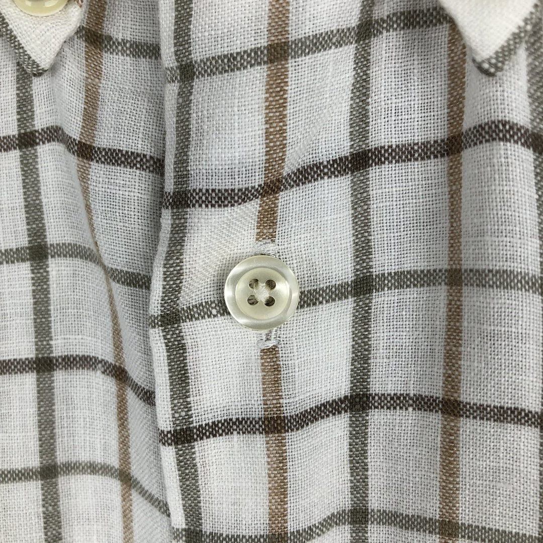 Brooks Brothers 346 short sleeve button-down check shirt, men's size M cotton white type Vintage Second Hand