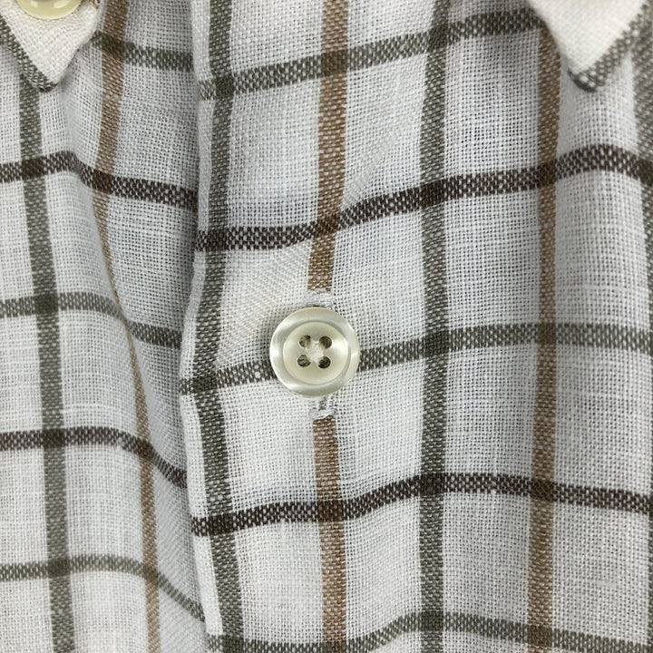 Brooks Brothers 346 short sleeve button-down check shirt, men's size M cotton white type Vintage Second Hand