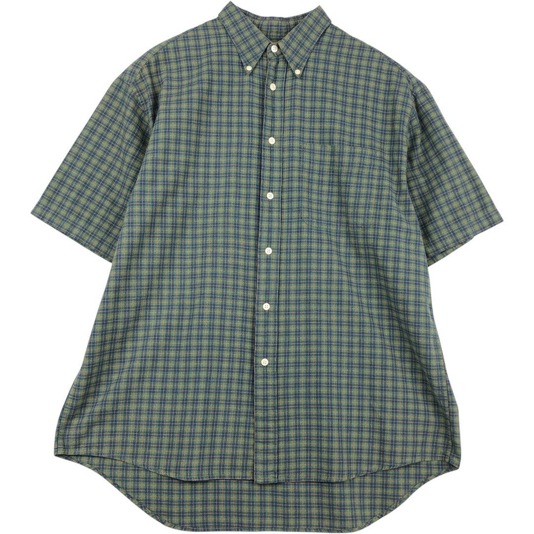 90'S GAP Old Gap Short Sleeve Button Down Check Shirt Men's L Size Vintage cotton green type Vintage Second Hand