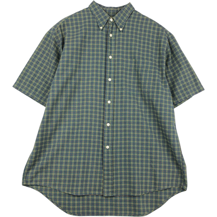 90'S GAP Old Gap Short Sleeve Button Down Check Shirt Men's L Size Vintage cotton green type Vintage Second Hand