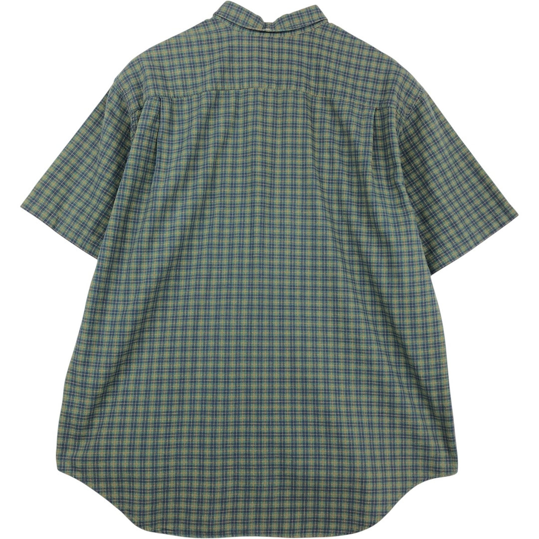 90'S GAP Old Gap Short Sleeve Button Down Check Shirt Men's L Size Vintage cotton green type Vintage Second Hand