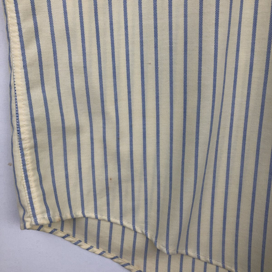 80s-90'S LLBean Short Sleeve Button-Down Striped Shirt Made in USA Men's Size L Vintage cotton yellow type Vintage Second Hand