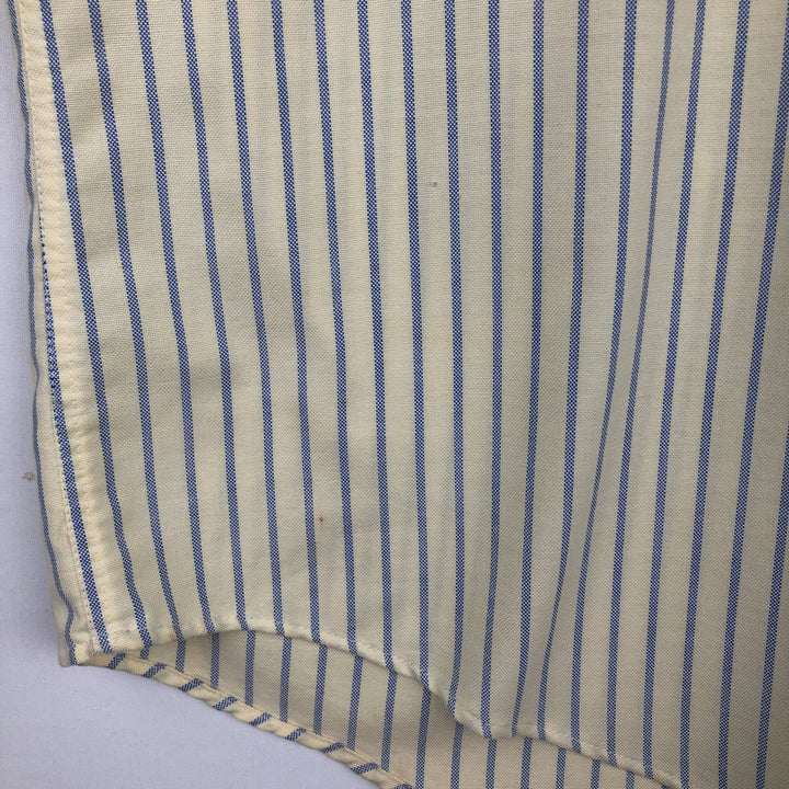 80s-90'S LLBean Short Sleeve Button-Down Striped Shirt Made in USA Men's Size L Vintage cotton yellow type Vintage Second Hand