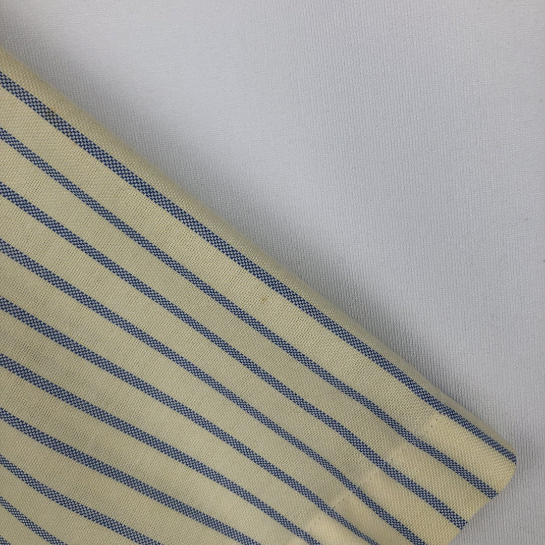 80s-90'S LLBean Short Sleeve Button-Down Striped Shirt Made in USA Men's Size L Vintage cotton yellow type Vintage Second Hand