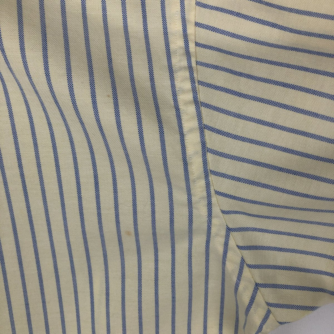80s-90'S LLBean Short Sleeve Button-Down Striped Shirt Made in USA Men's Size L Vintage cotton yellow type Vintage Second Hand
