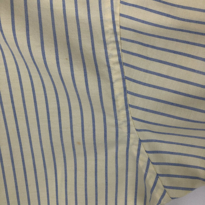80s-90'S LLBean Short Sleeve Button-Down Striped Shirt Made in USA Men's Size L Vintage cotton yellow type Vintage Second Hand