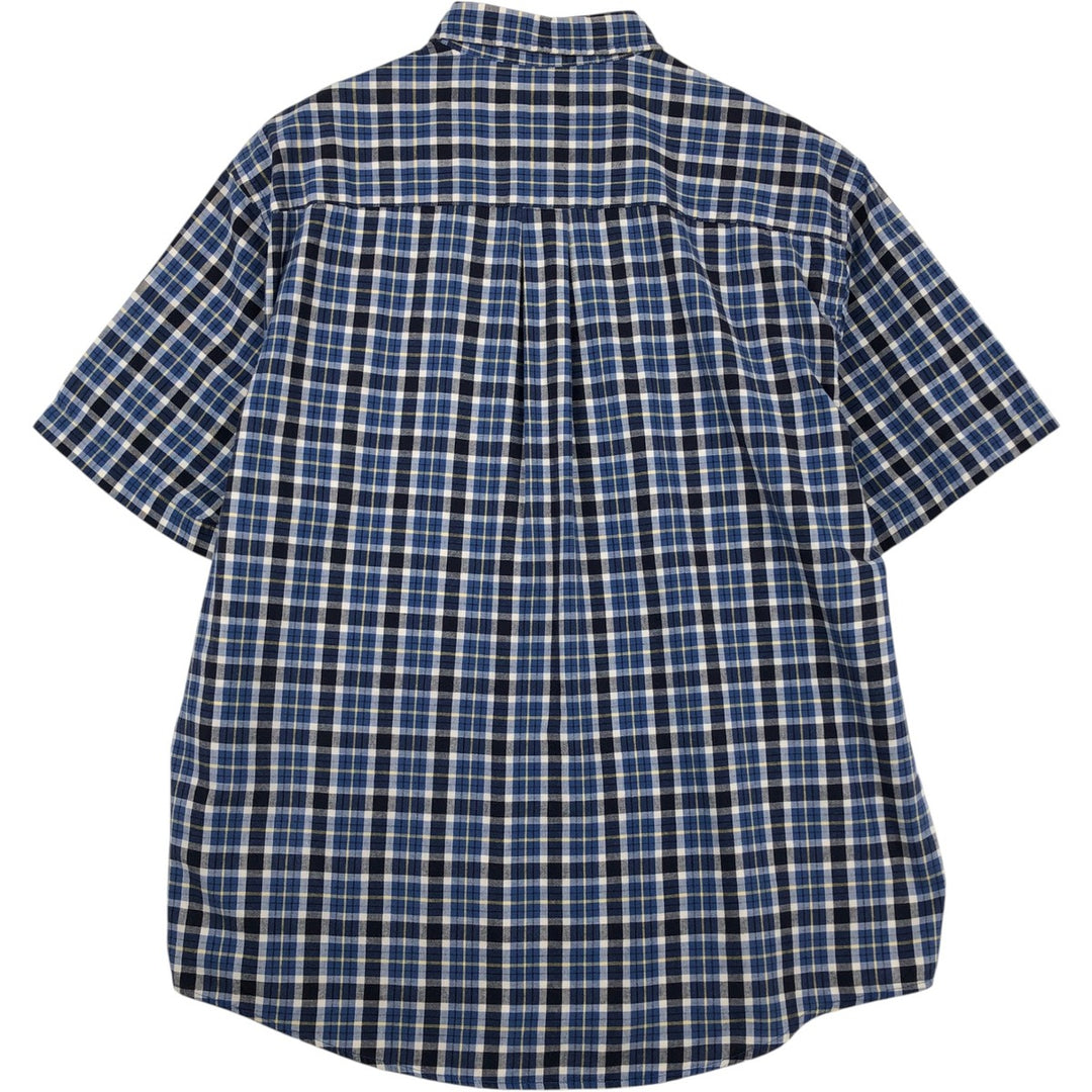 90s-00'S Eddie Bauer Short-Sleeve Button-Down Check Shirt, Men's Size L (Equivalent), Vintage cotton blue type Vintage Second Hand