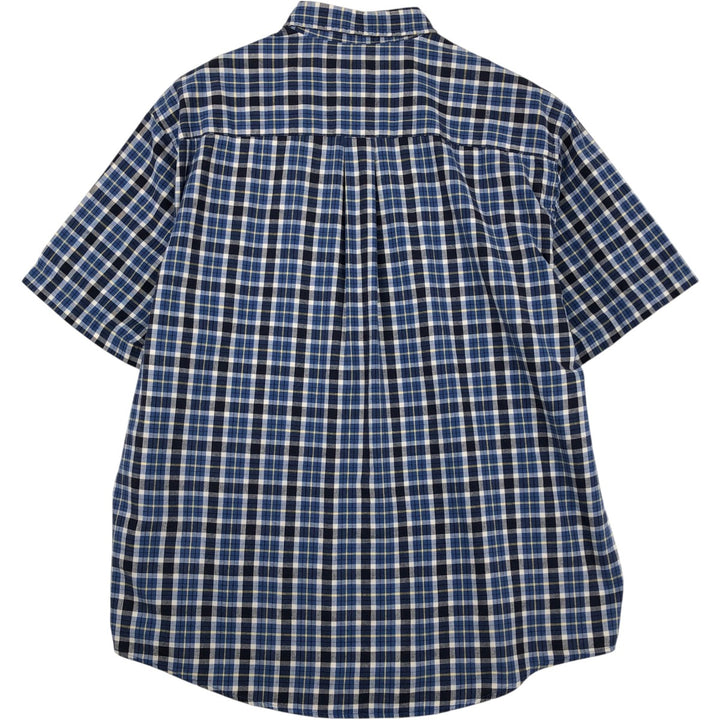 90s-00'S Eddie Bauer Short-Sleeve Button-Down Check Shirt, Men's Size L (Equivalent), Vintage cotton blue type Vintage Second Hand