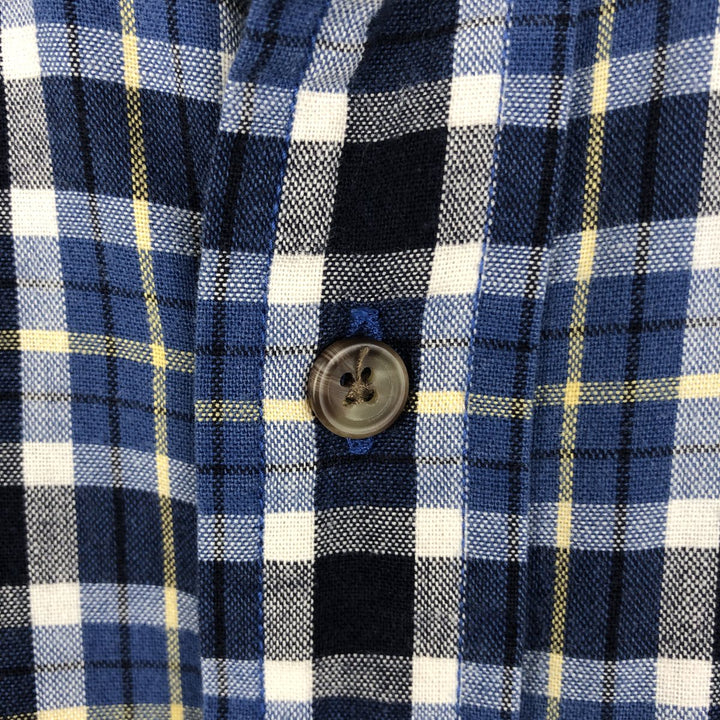 90s-00'S Eddie Bauer Short-Sleeve Button-Down Check Shirt, Men's Size L (Equivalent), Vintage cotton blue type Vintage Second Hand