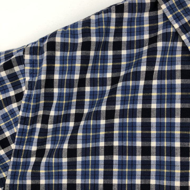 90s-00'S Eddie Bauer Short-Sleeve Button-Down Check Shirt, Men's Size L (Equivalent), Vintage cotton blue type Vintage Second Hand