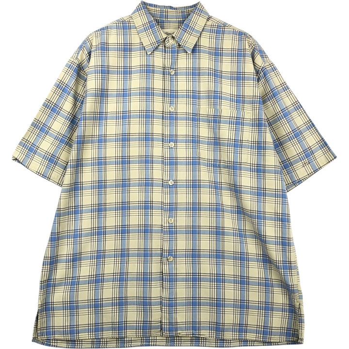 90s-00'S Eddie Bauer Short-Sleeve Cotton Check Shirt, Men's Size L (Equivalent), Vintage cotton yellow type Vintage Second Hand