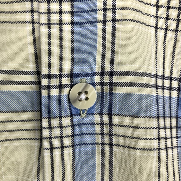 90s-00'S Eddie Bauer Short-Sleeve Cotton Check Shirt, Men's Size L (Equivalent), Vintage cotton yellow type Vintage Second Hand