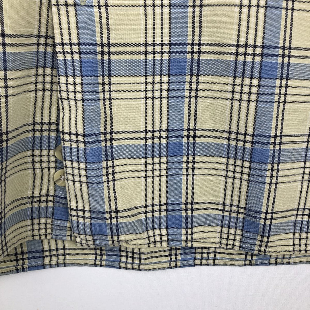 90s-00'S Eddie Bauer Short-Sleeve Cotton Check Shirt, Men's Size L (Equivalent), Vintage cotton yellow type Vintage Second Hand