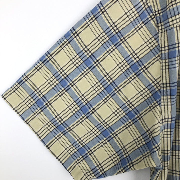90s-00'S Eddie Bauer Short-Sleeve Cotton Check Shirt, Men's Size L (Equivalent), Vintage cotton yellow type Vintage Second Hand