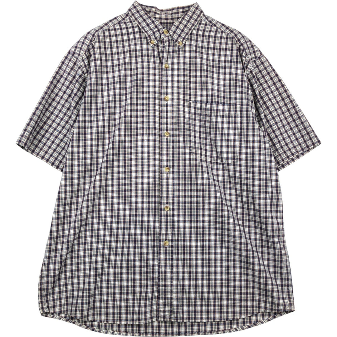 90s-00'S Eddie Bauer Short-Sleeve Button-Down Check Shirt, Men's Size L (Equivalent), Vintage cotton blue type Vintage Second Hand