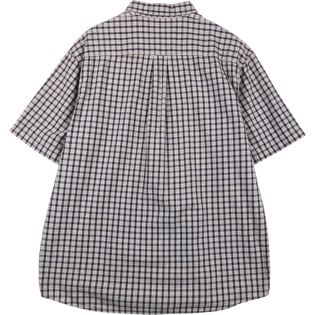 90s-00'S Eddie Bauer Short-Sleeve Button-Down Check Shirt, Men's Size L (Equivalent), Vintage cotton blue type Vintage Second Hand