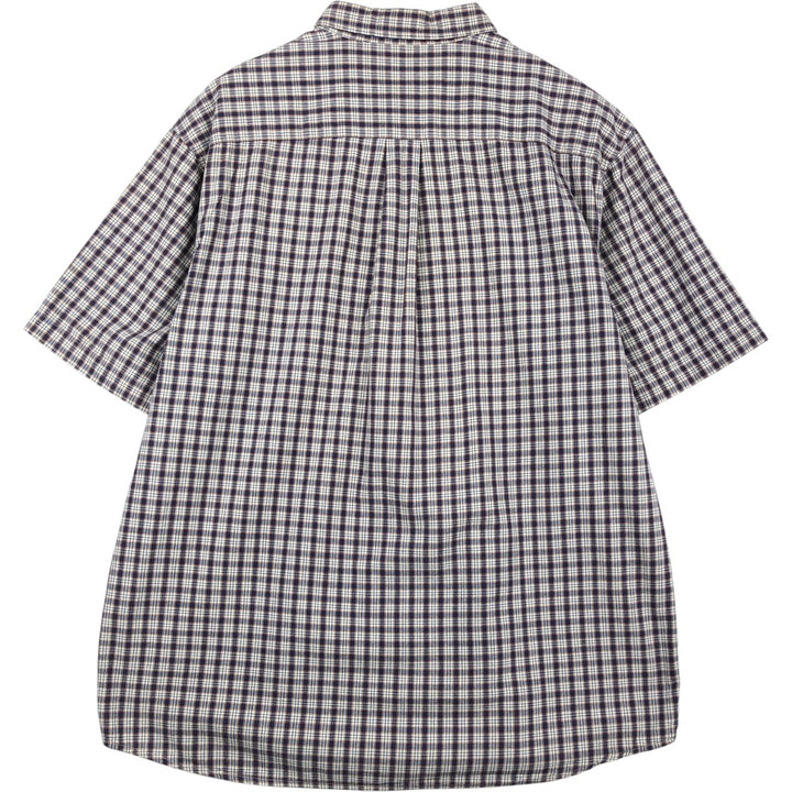 90s-00'S Eddie Bauer Short-Sleeve Button-Down Check Shirt, Men's Size L (Equivalent), Vintage cotton blue type Vintage Second Hand