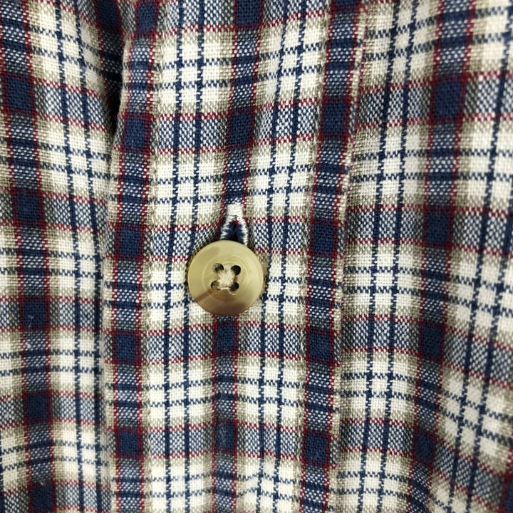 90s-00'S Eddie Bauer Short-Sleeve Button-Down Check Shirt, Men's Size L (Equivalent), Vintage cotton blue type Vintage Second Hand