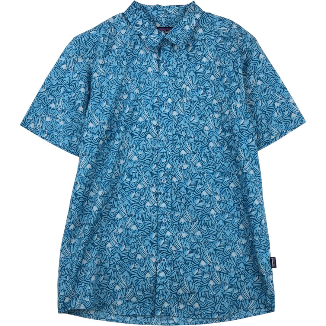 Patagonia 52691SP23 All-over print short-sleeved box shirt, men's size M (approx.) Organic cotton blue type Vintage Second Hand