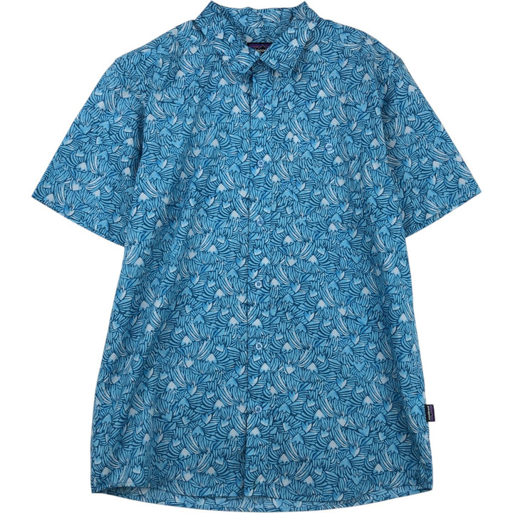 Patagonia 52691SP23 All-over print short-sleeved box shirt, men's size M (approx.) Organic cotton blue type Vintage Second Hand