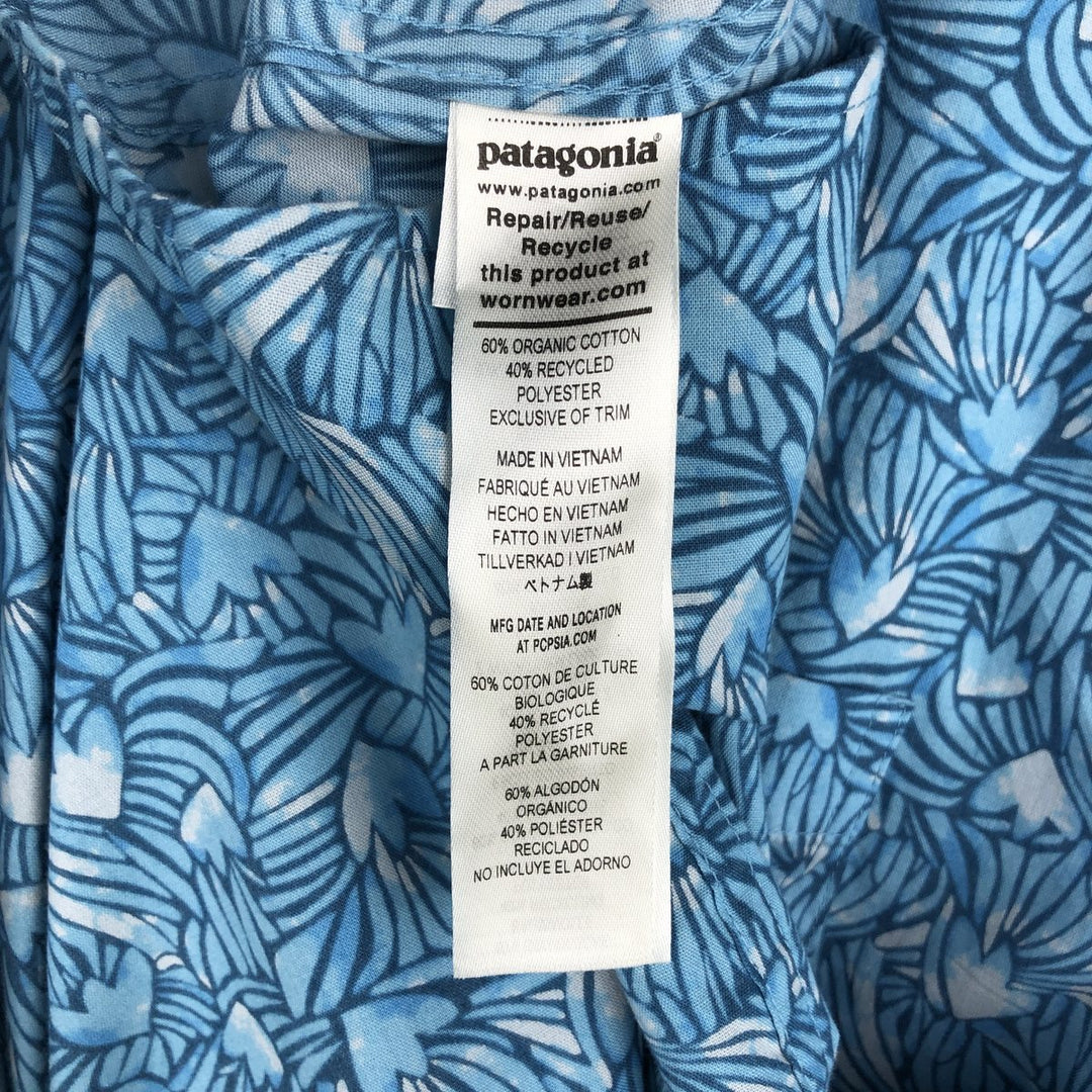 Patagonia 52691SP23 All-over print short-sleeved box shirt, men's size M (approx.) Organic cotton blue type Vintage Second Hand