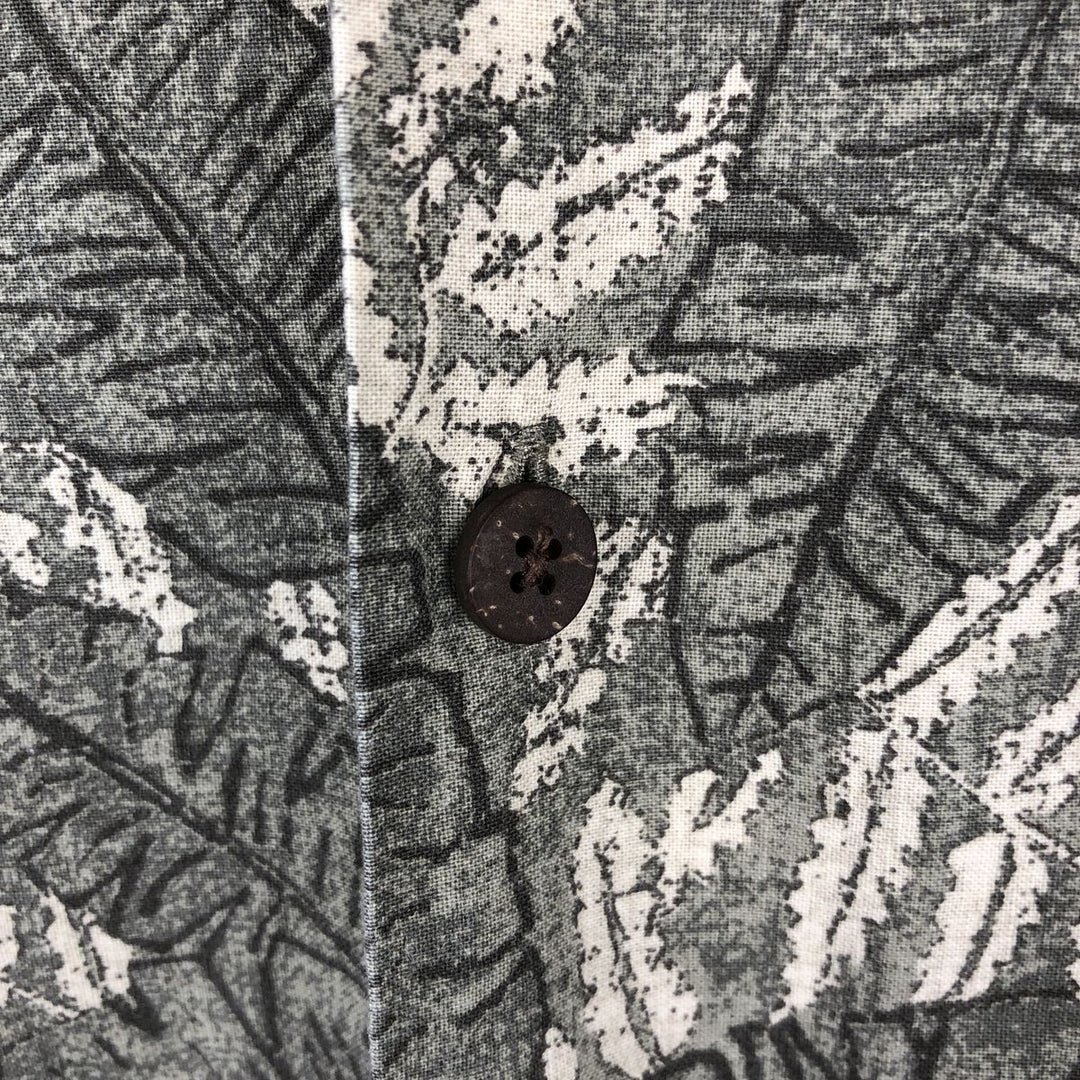 90s-00'S L.L.Bean all-over botanical pattern short-sleeved open-collar cotton shirt, boxy fit, men's size L (approx.) cotton green type Vintage Second Hand