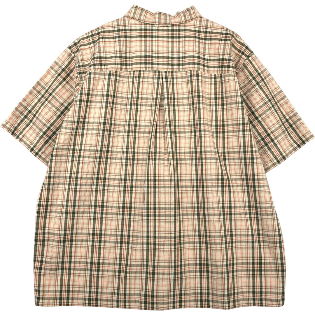 90s-00'S Eddie Bauer Short-Sleeve Cotton Check Shirt, Boxy Shirt, Men's Size XL (Equivalent), Vintage cotton orange type Vintage Second Hand