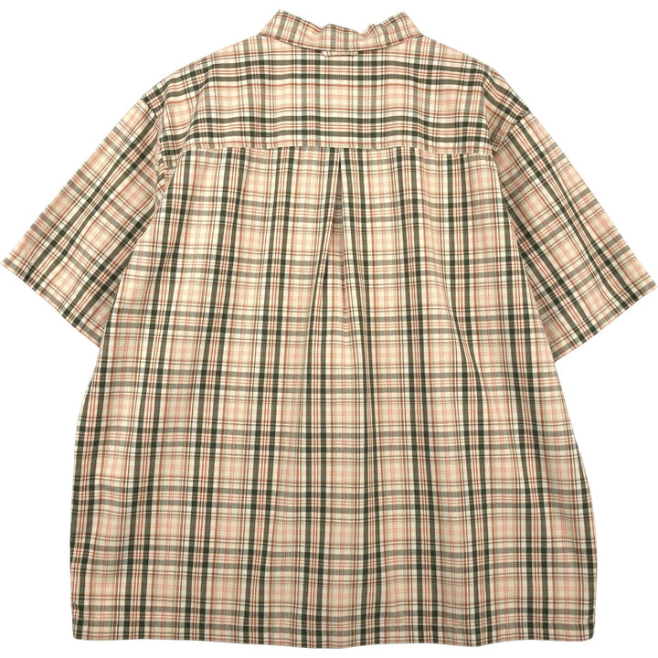 90s-00'S Eddie Bauer Short-Sleeve Cotton Check Shirt, Boxy Shirt, Men's Size XL (Equivalent), Vintage cotton orange type Vintage Second Hand