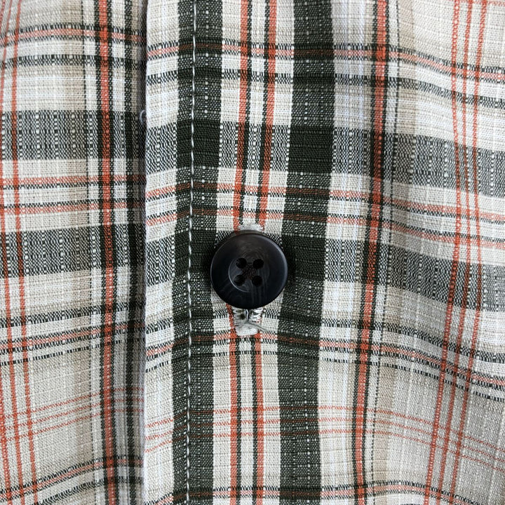 90s-00'S Eddie Bauer Short-Sleeve Cotton Check Shirt, Boxy Shirt, Men's Size XL (Equivalent), Vintage cotton orange type Vintage Second Hand