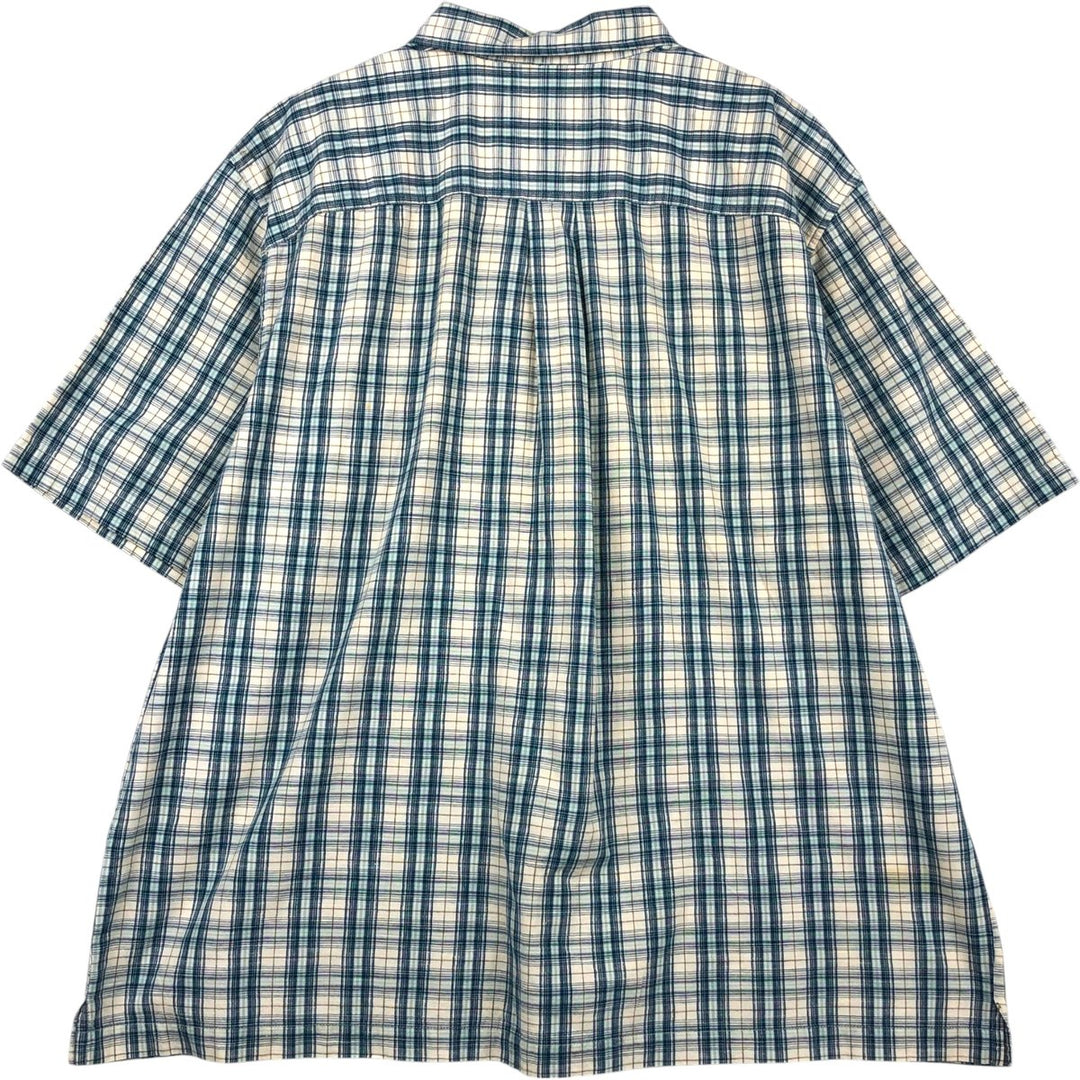 80s-90'S Eddie Bauer Short-Sleeve Cotton Check Shirt, Boxy Shirt, Men's Size XL (Equivalent) Vintage cotton blue type Vintage Second Hand
