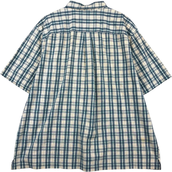 80s-90'S Eddie Bauer Short-Sleeve Cotton Check Shirt, Boxy Shirt, Men's Size XL (Equivalent) Vintage cotton blue type Vintage Second Hand
