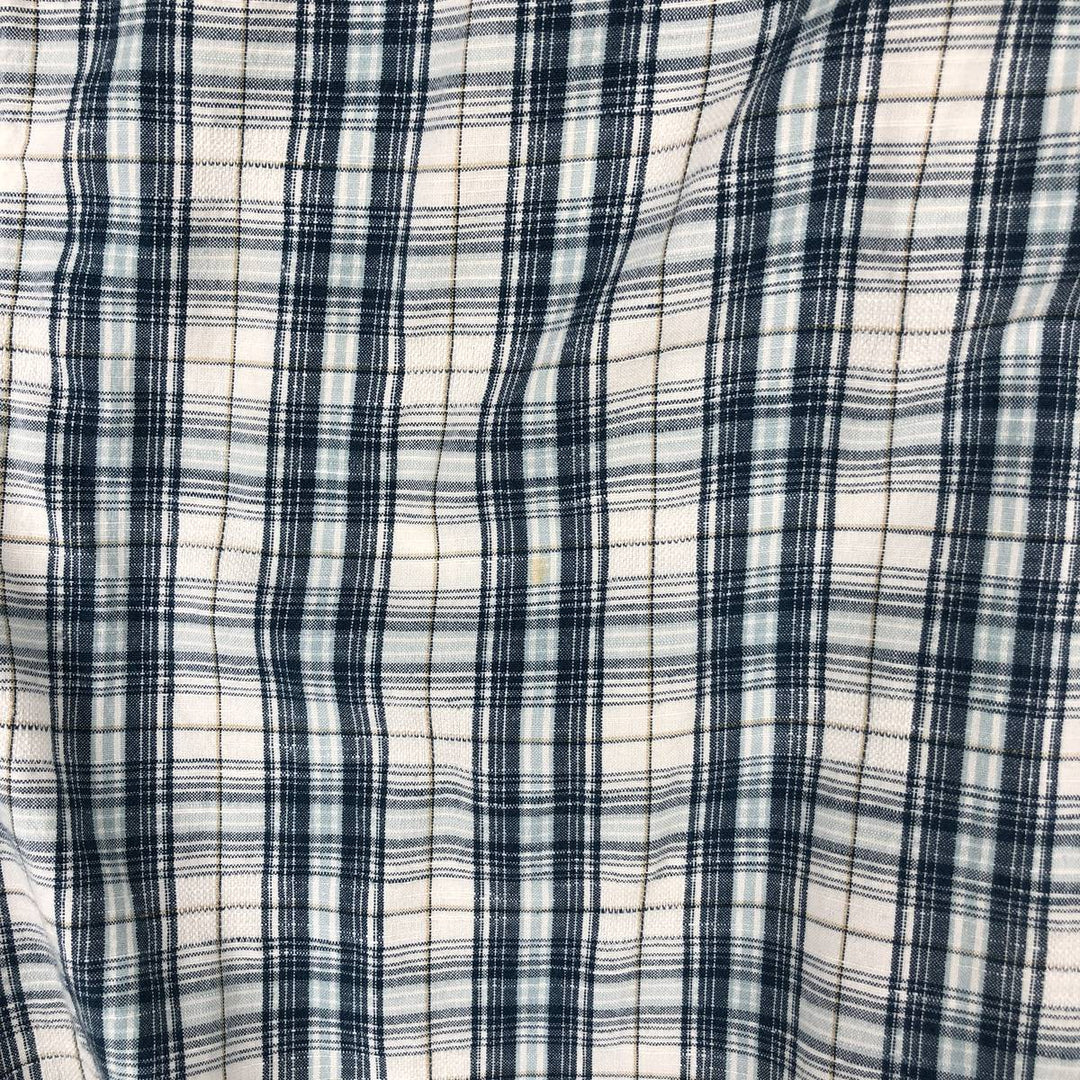 80s-90'S Eddie Bauer Short-Sleeve Cotton Check Shirt, Boxy Shirt, Men's Size XL (Equivalent) Vintage cotton blue type Vintage Second Hand