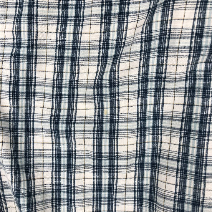 80s-90'S Eddie Bauer Short-Sleeve Cotton Check Shirt, Boxy Shirt, Men's Size XL (Equivalent) Vintage cotton blue type Vintage Second Hand