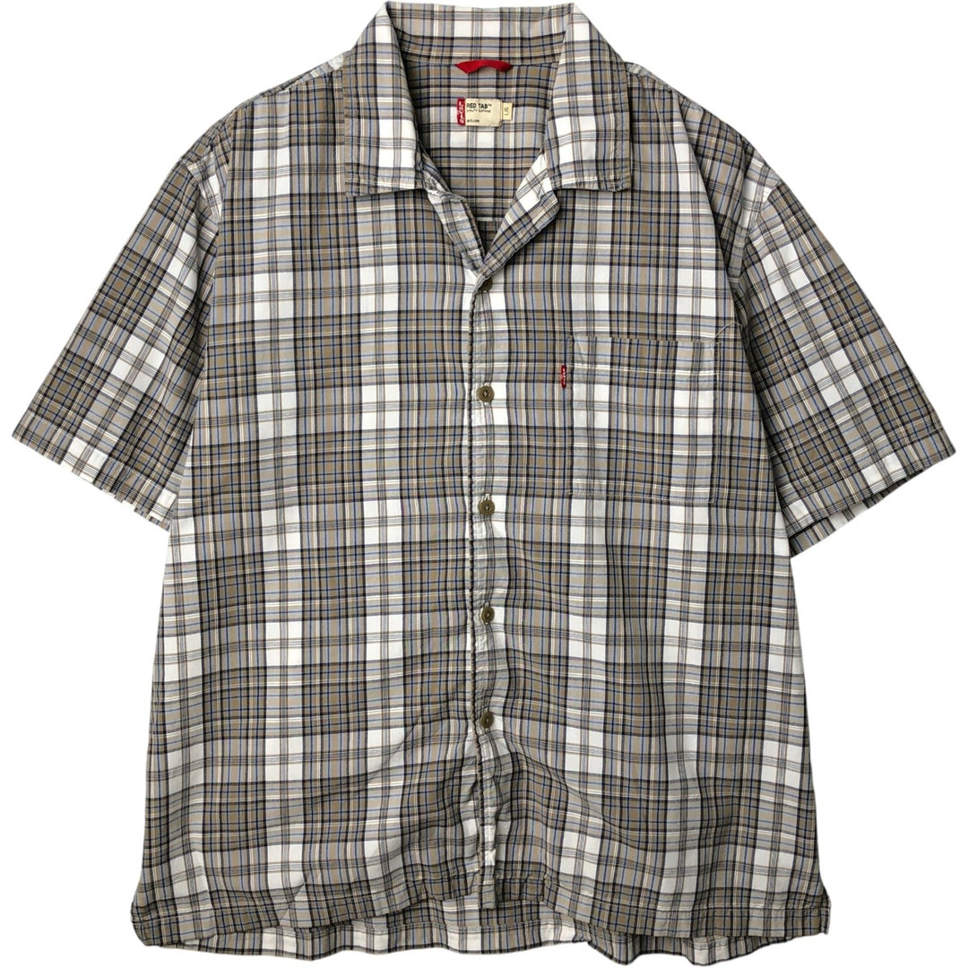Levi's RED TAB Open Collar Short Sleeve Check Shirt, Boxy Shirt, Men's Size L (approx.) unclear white type Vintage Second Hand