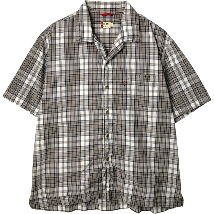 Levi's RED TAB Open Collar Short Sleeve Check Shirt, Boxy Shirt, Men's Size L (approx.) unclear white type Vintage Second Hand