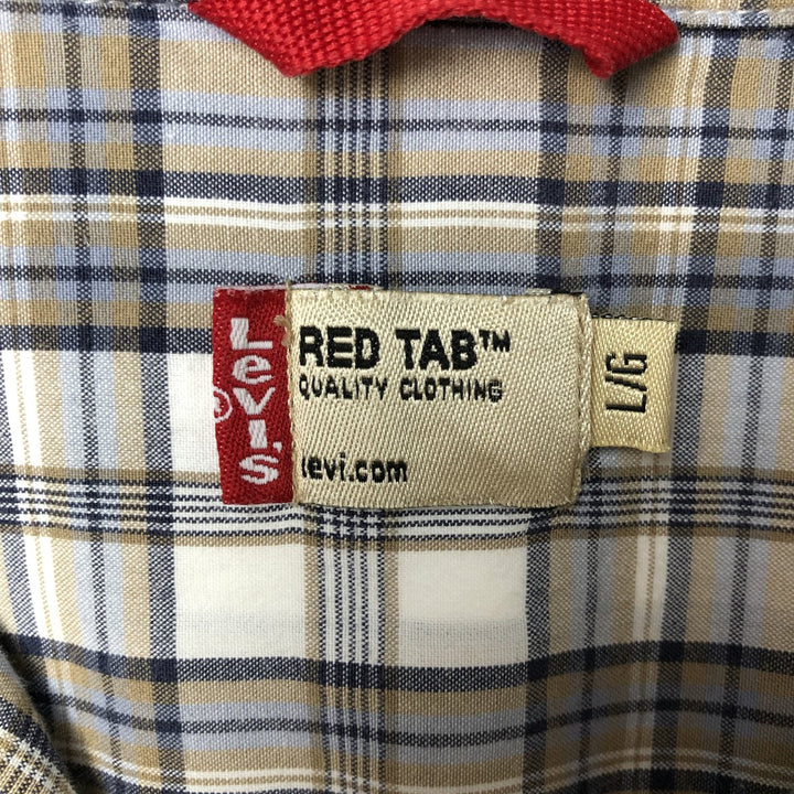 Levi's RED TAB Open Collar Short Sleeve Check Shirt, Boxy Shirt, Men's Size L (approx.) unclear white type Vintage Second Hand