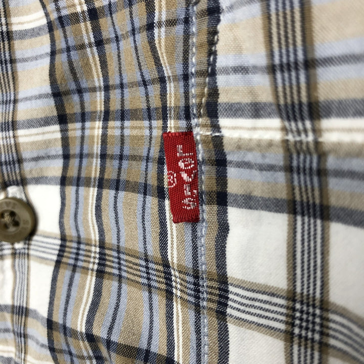 Levi's RED TAB Open Collar Short Sleeve Check Shirt, Boxy Shirt, Men's Size L (approx.) unclear white type Vintage Second Hand