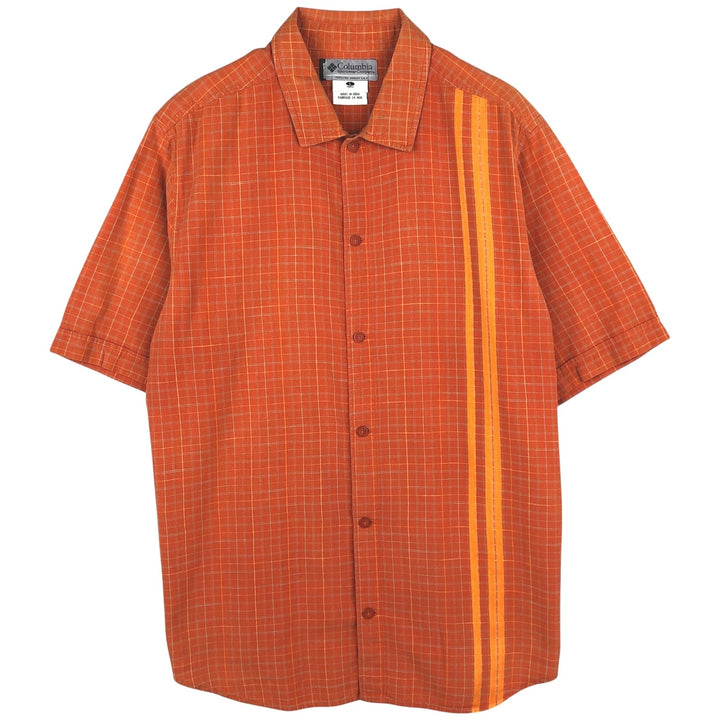 00'S Columbia Short Sleeve Cotton Check Shirt Men's Size L cotton orange type Vintage Second Hand