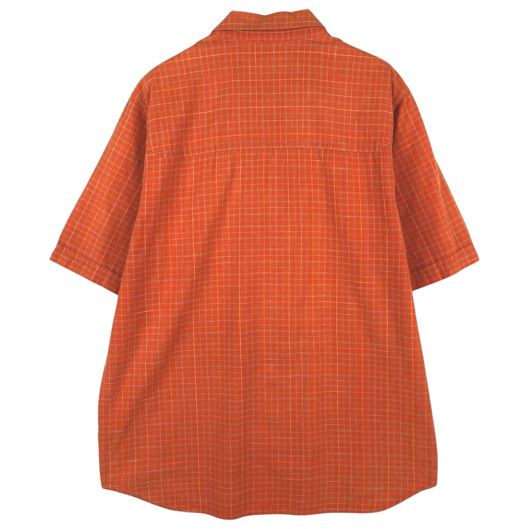 00'S Columbia Short Sleeve Cotton Check Shirt Men's Size L cotton orange type Vintage Second Hand