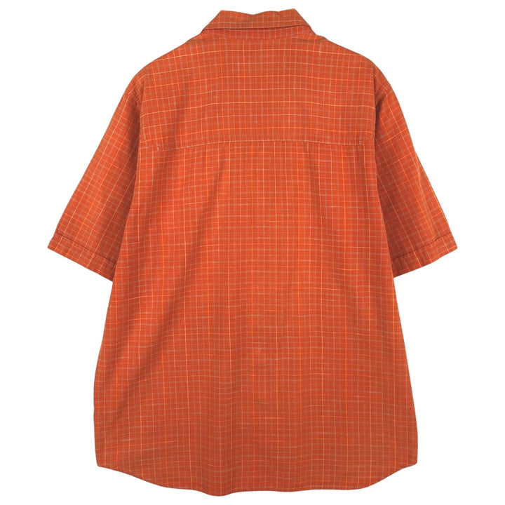 00'S Columbia Short Sleeve Cotton Check Shirt Men's Size L cotton orange type Vintage Second Hand