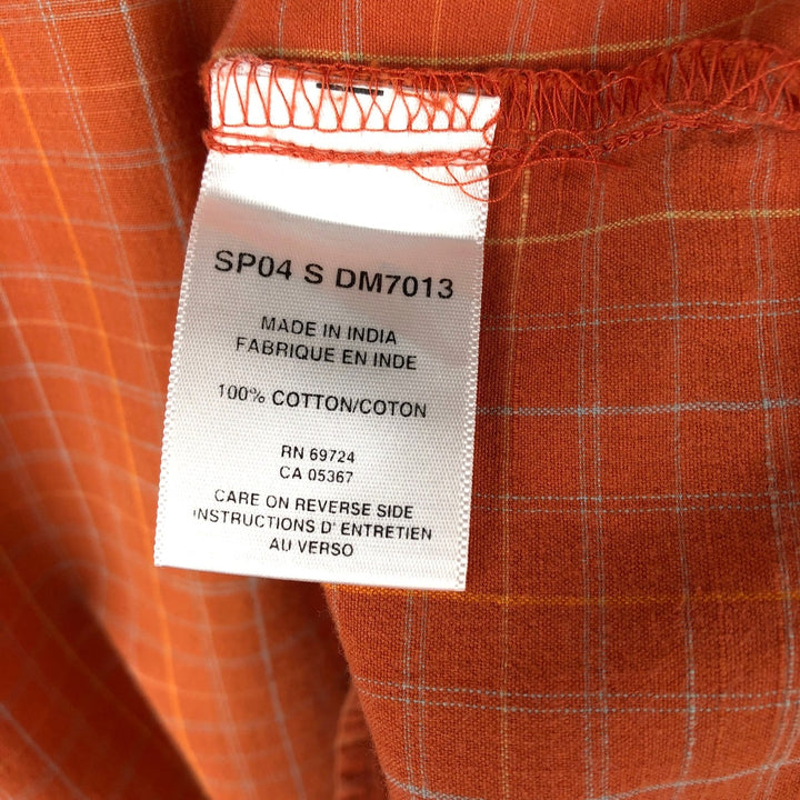 00'S Columbia Short Sleeve Cotton Check Shirt Men's Size L cotton orange type Vintage Second Hand