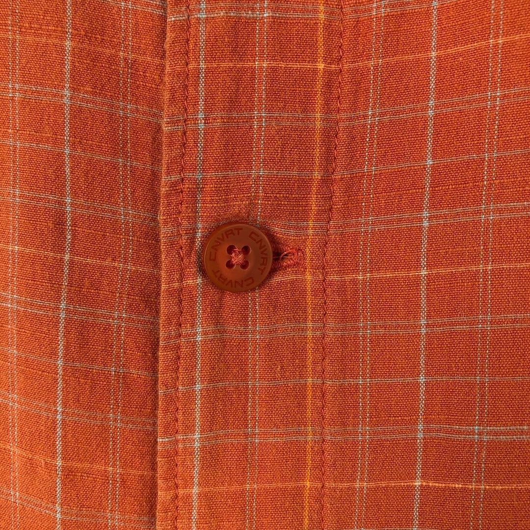 00'S Columbia Short Sleeve Cotton Check Shirt Men's Size L cotton orange type Vintage Second Hand