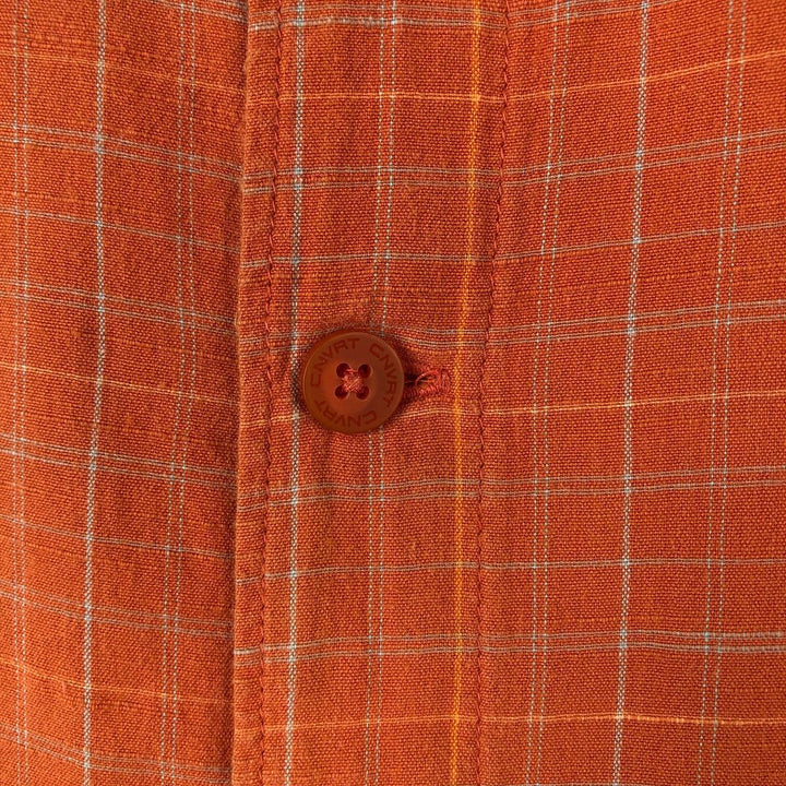 00'S Columbia Short Sleeve Cotton Check Shirt Men's Size L cotton orange type Vintage Second Hand