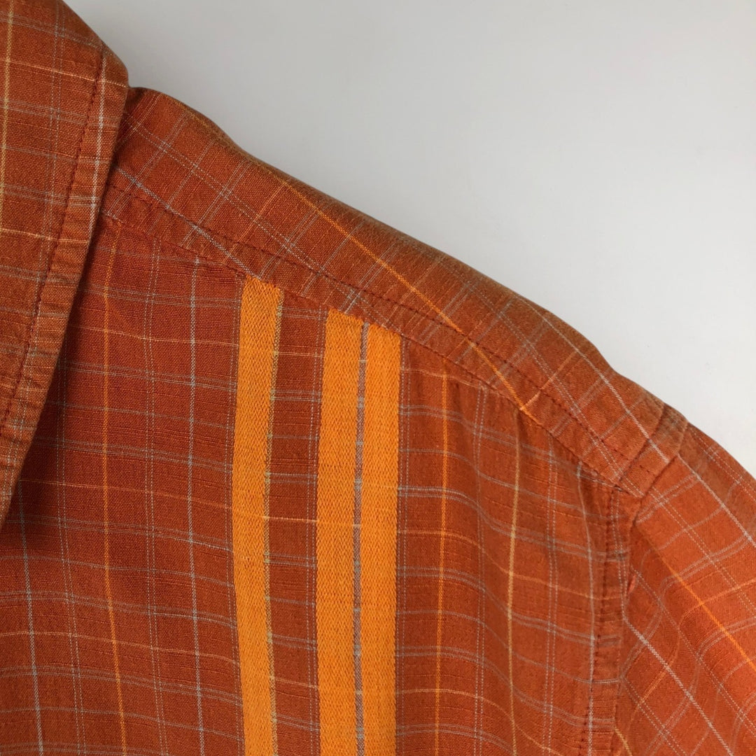 00'S Columbia Short Sleeve Cotton Check Shirt Men's Size L cotton orange type Vintage Second Hand